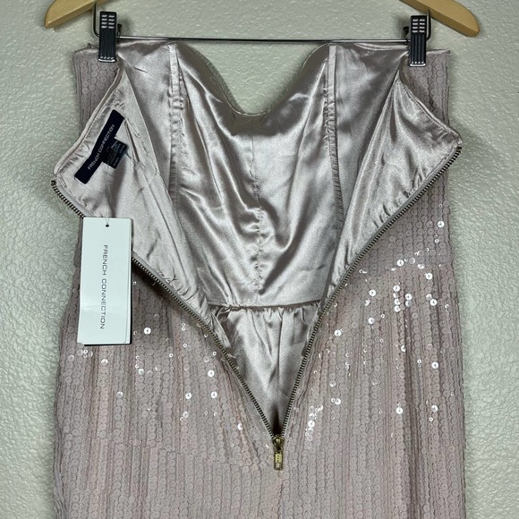 French Connection Spicey Sequin Strapless Mini Dress Grey/Pink Spicy Size 8 - Picture 8 of 12